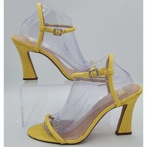 Louise Et Cie Heels Yellow Snakeskin Isandro Open Toe Sandals Women's Size 11